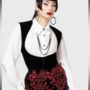 Killstar X Twin Temple collab burning bright waistcoat vest black large velvet